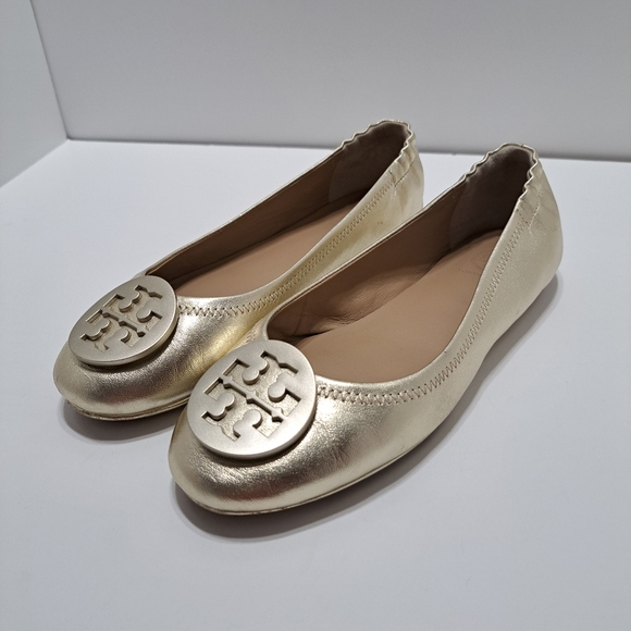Tory Burch Metallic Gold Ballet Flats Size 7.5 M - Picture 4 of 16